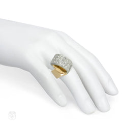 1970s diamond and gold bypass loop ring
