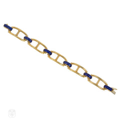 1970s Hermès enamel and gold mariner link bracelet