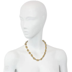 1970s large-scale white and yellow gold chain d'ancre necklace