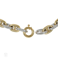 1970s large-scale white and yellow gold chain d'ancre necklace