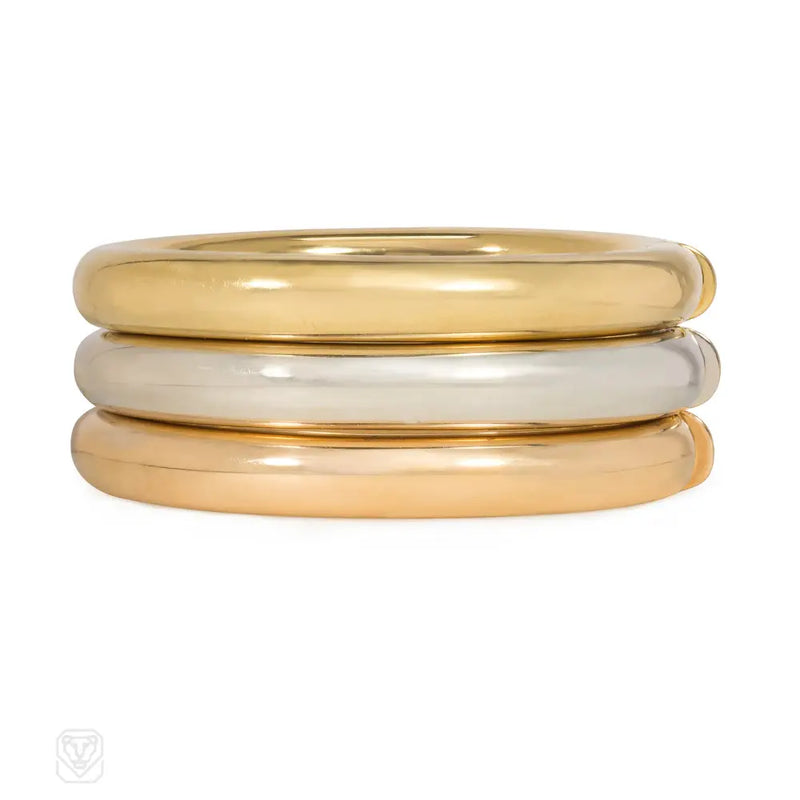 1970S Three - Color Gold Hinged Bangles