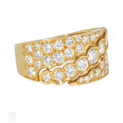 1980s Van Cleef & Arpels pierced gold and pavé diamond ring