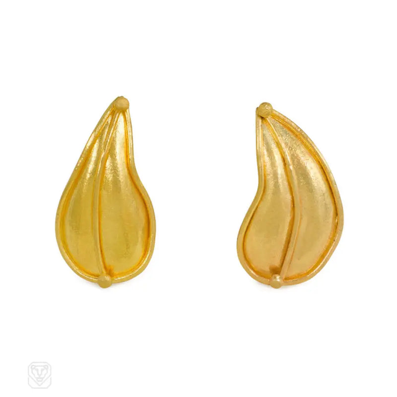22K Gold Leaf Earrings Sara Bacsh
