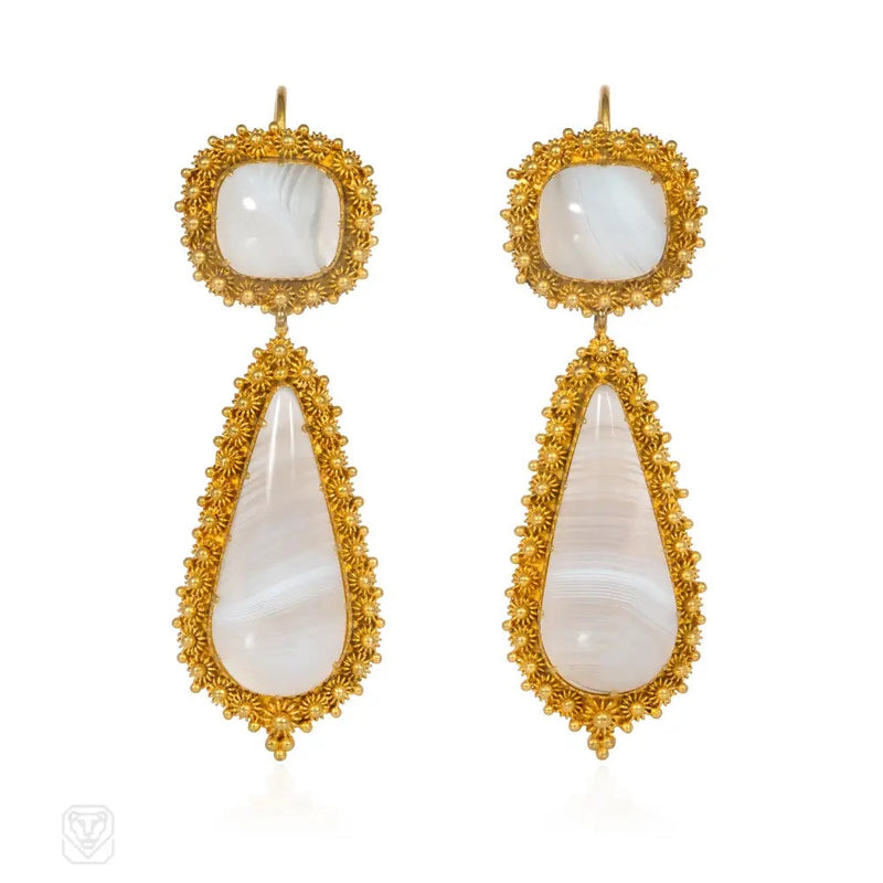 Antique agate day-to-night earrings