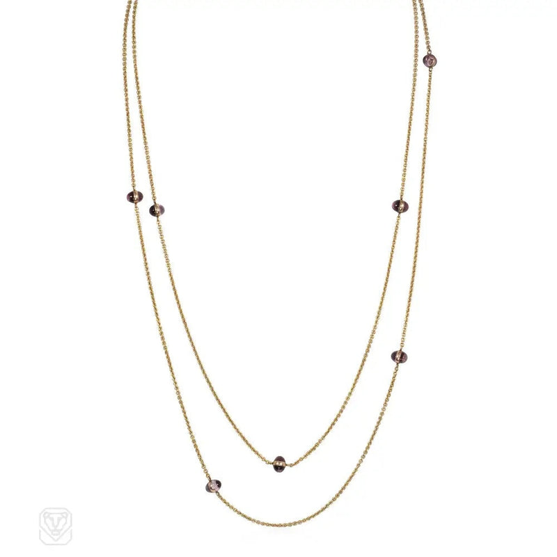 Antique amethyst and gold muff chain