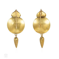 Antique beryl and diamond pendant earrings