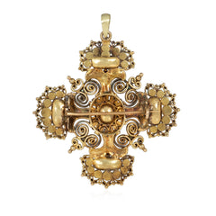 Antique cannetille work topaz and turquoise pendant