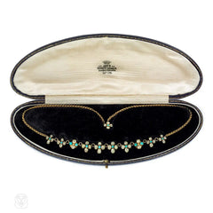 Antique chrysoberyl and turquoise necklace