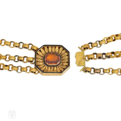 Antique convertible hessonite garnet necklace and earrings