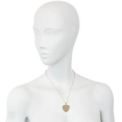 Antique enamel and diamond heart pendant