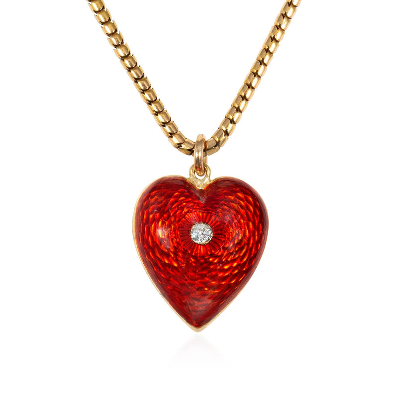 Antique enamel and diamond pendant