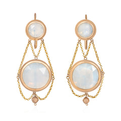 Antique gold and opaline glass earrings