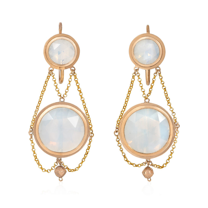 Antique gold and opaline glass earrings