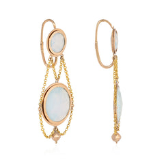 Antique gold and opaline glass earrings