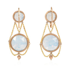 Antique gold and opaline glass earrings