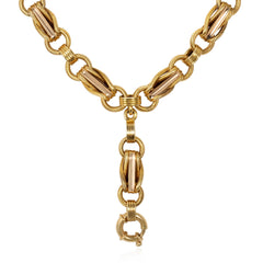 Antique gold fancy-link locket chain