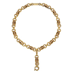 Antique gold fancy-link locket chain