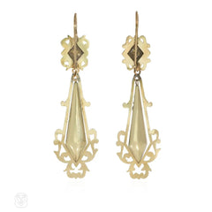 Antique gold foliate pendant earrings