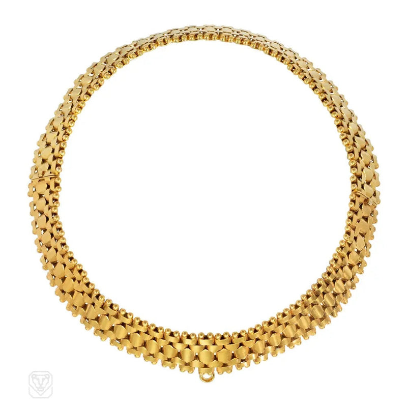 Antique gold geometric link bracelets, convertible to necklace