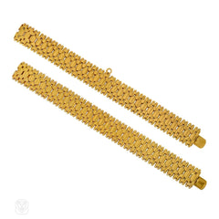 Antique gold geometric link bracelets, convertible to necklace