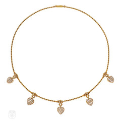 Antique pearl heart pendant necklace