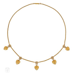 Antique pearl heart pendant necklace