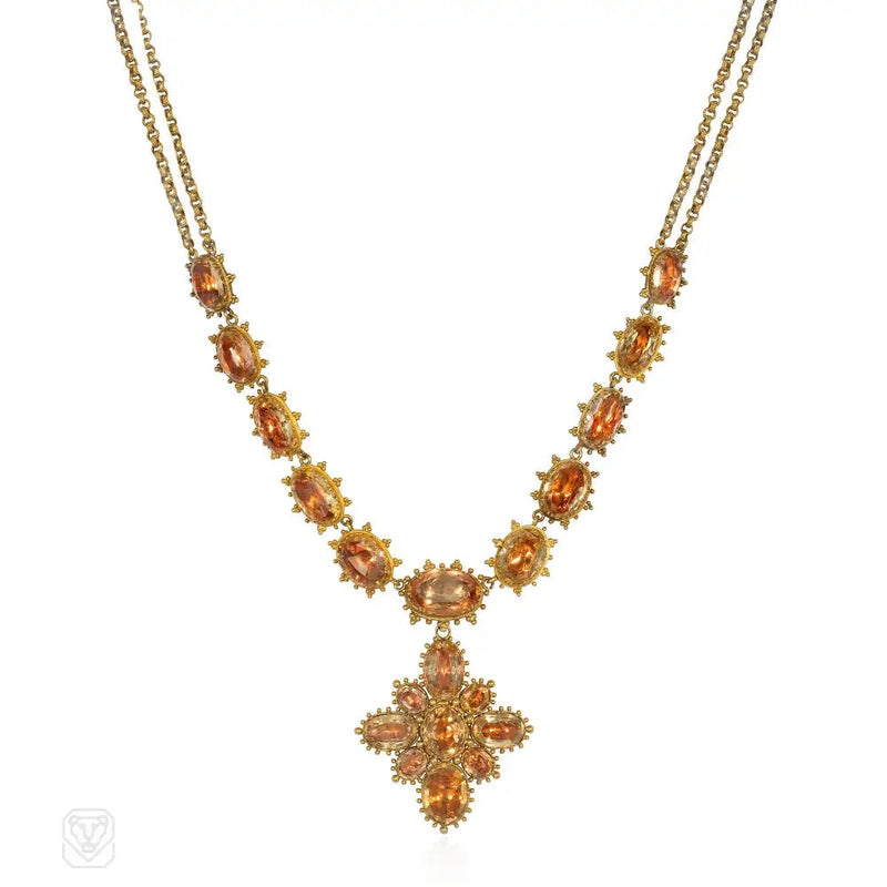Antique topaz necklace with pendant/brooch