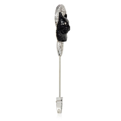 Art Deco Lacloche Frères onyx and diamond cat jabot pin