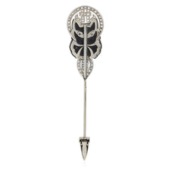 Art Deco Lacloche Frères onyx and diamond cat jabot pin