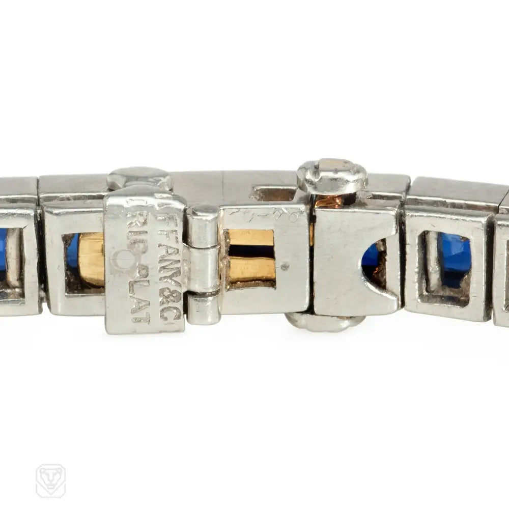 Art Deco Tiffany & Co. sapphire and platinum line bracelet