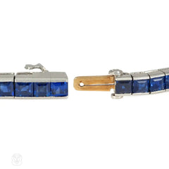 Art Deco Tiffany & Co. sapphire and platinum line bracelet
