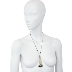 Art Deco onyx pearl and diamond tassel sautoir