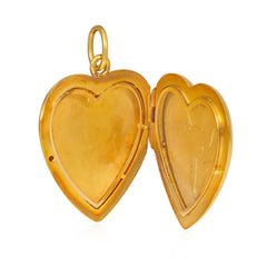 Art Nouveau heart locket with floral enamel decoration