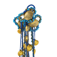 Oversized gilt and faux turquoise sea motif cascading brooch, DeLillo