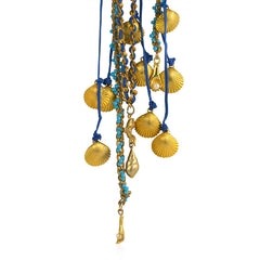 Oversized gilt and faux turquoise sea motif cascading brooch, DeLillo