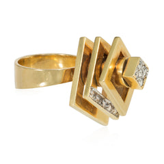 Gold and diamond kinetic ring