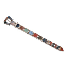Victorian Scottish agate and silver belt buckle bracelet