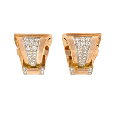 Retro rose gold and diamond bracelet with removable clips, France