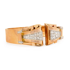 Retro rose gold and diamond bracelet with removable clips, France