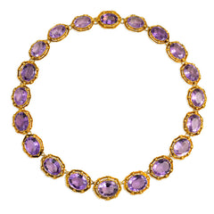 Antique amethyst rivière with scalloped gold frames