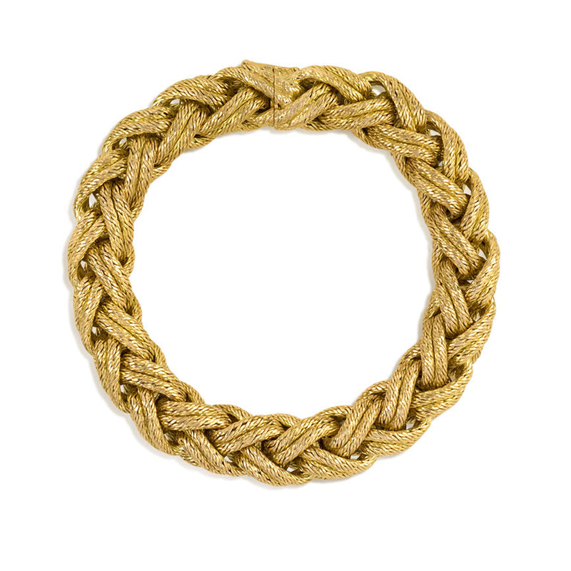 Textured woven gold bracelet, France