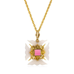 Antique chalecedony and topaz Maltese cross pendant