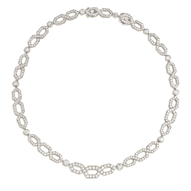 Diamond geometric link necklace, David Webb
