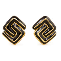 Gold and black enamel earrings, David Webb