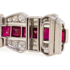 Art Deco diamond and Burma ruby bracelet, Marcus