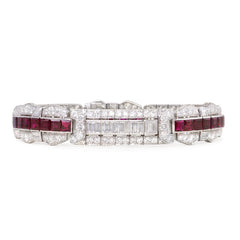 Art Deco diamond and Burma ruby bracelet, Marcus