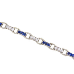 Square-cut sapphire and diamond bracelet