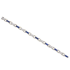 Square-cut sapphire and diamond bracelet