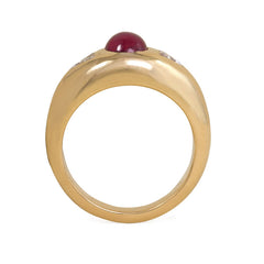 Retro Burma star ruby and diamond gypsy ring