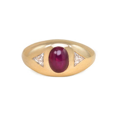 Retro Burma star ruby and diamond gypsy ring